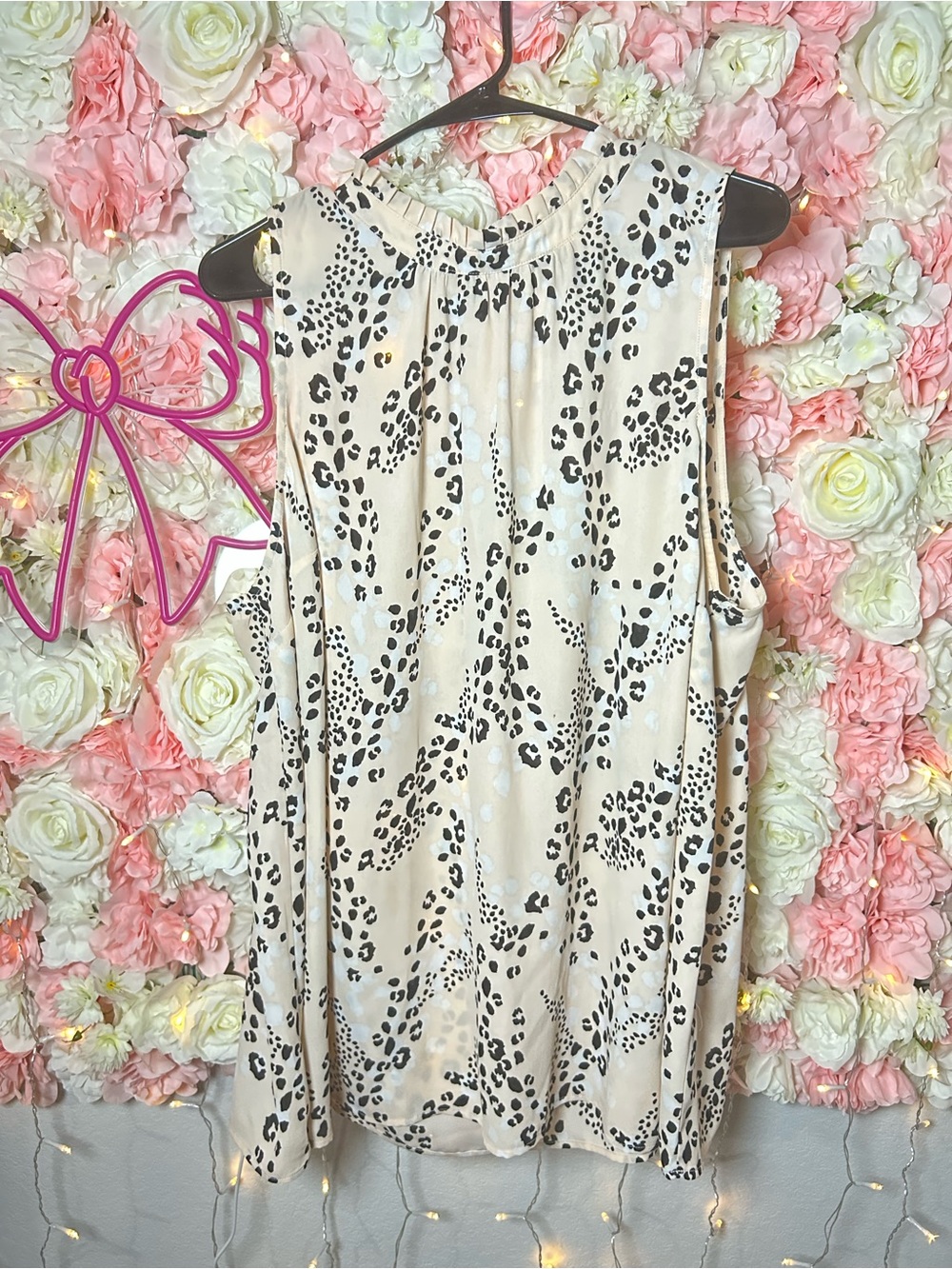 torrid Cream Sleeveless Leopard-Print Blouse